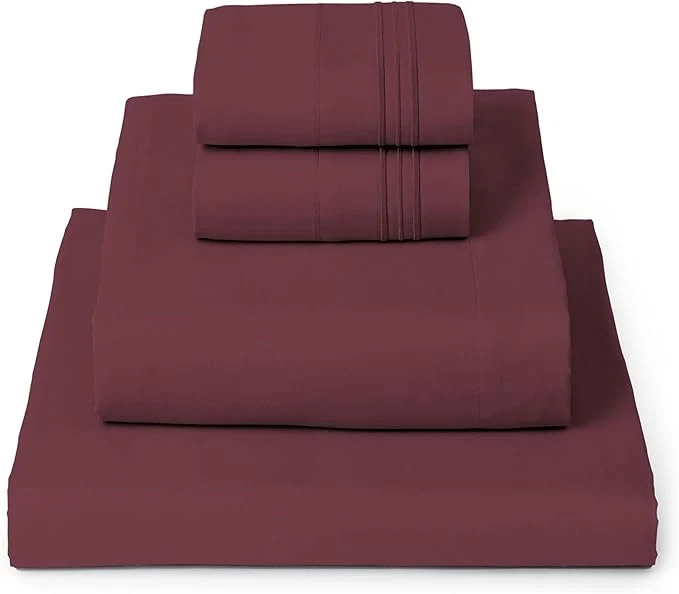 Exclusive Mellanni Full Sheets Set – 4 PC Iconic Collection Bedding – Hotel Luxury Extra Soft Cooling Bed Sheets – Wrinkle Fade Stain Resistant Full Burgundy Smooth