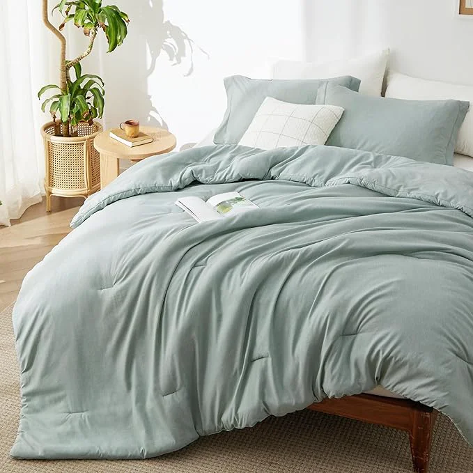 Refined Bedsure Queen Comforter Set – Sage Green Comforter Queen Size Soft Bedding for All Seasons Cationic Dyed Bedding Set 3 Pieces 1 Comforter 90 quot x90 quot and 2 Pillow Shams 20 quot x26 quot 2 quot Powerful