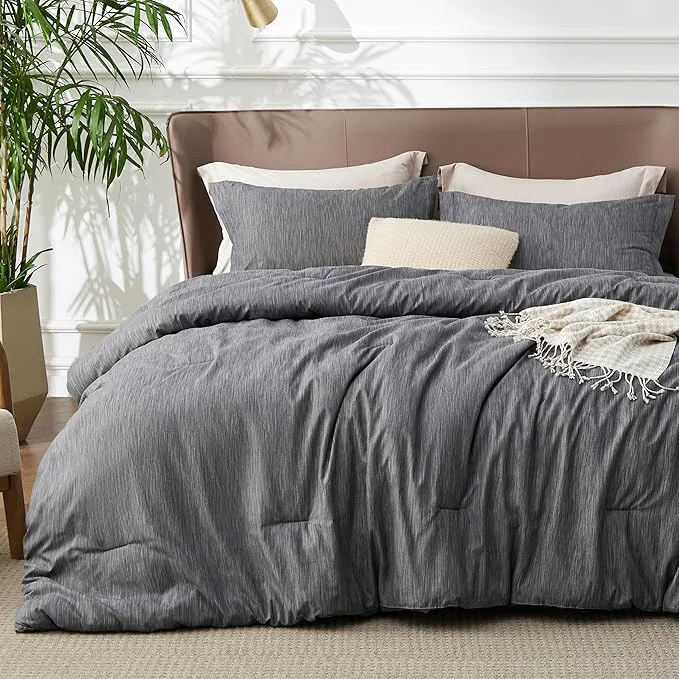 Genuine Bedsure Twin Twin XL Comforter Set – Charcoal Grey Soft Bedding for All Seasons Cationic Dyed Bed Set 2 Pieces 1 Twin Size Comforter 68 quot x88 quot and 1 Pillow Sham 20 quot x26 quot 2 quot Easy-to-Use