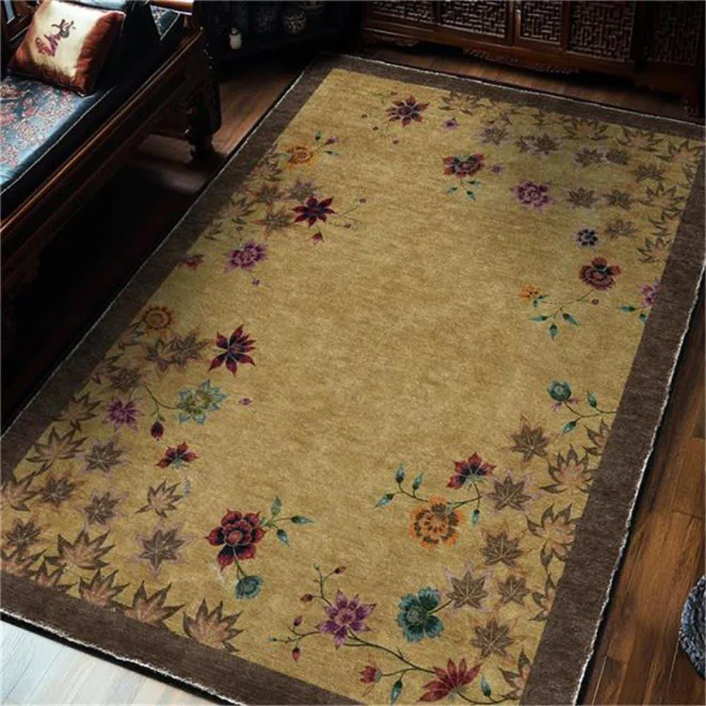 Eco-Friendly Ownkoti Floral Maple Leaf Anti-slip Indoor Outdoor Rug Verified