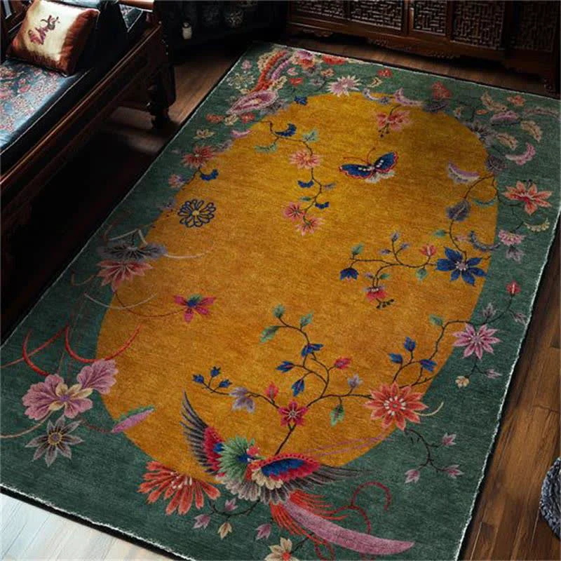 Relaxed Ownkoti Anti-slip Floral Bird Foldable Area Rug Enhanced