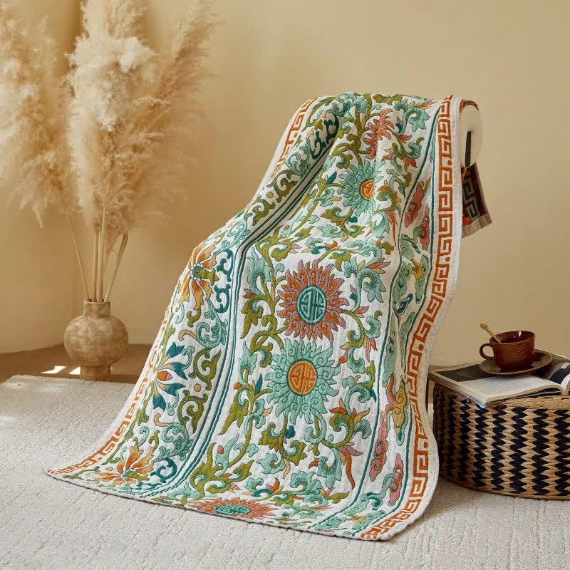 Advanced Ownkoti Retro Floral Pure Cotton Gauze Absorbent Bath Towel Original Design