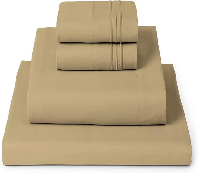 Artisan Mellanni King Sheets Set – 4 PC Iconic Collection Bedding – Hotel Luxury Extra Soft Cooling Bed Sheets – Wrinkle Fade Stain Resistant King Gold Fine Crafted