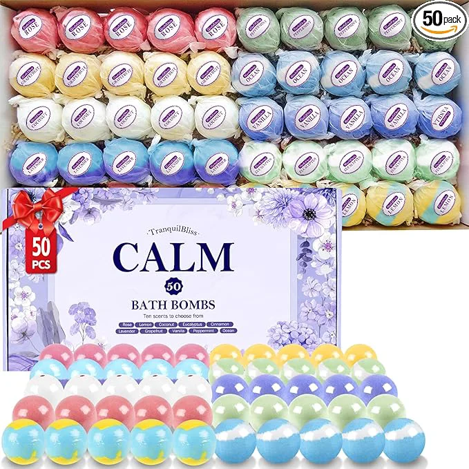 Lightweight TranquilBliss Bath Bombs Set 50 PCS Modern
