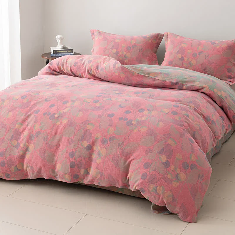 Dependable Ownkoti Reversible Cotton Gauze Pastoral Bedding Set 4PCS Functional