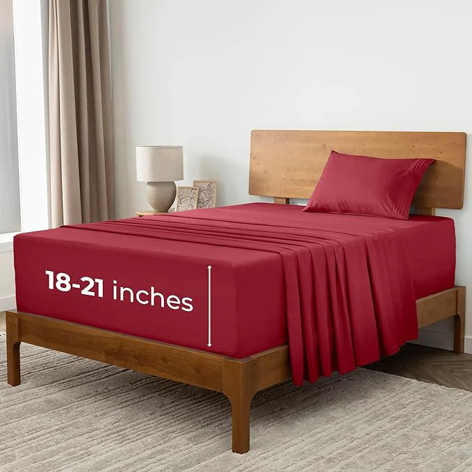 Top-Quality Mellanni Extra Deep Twin Sheets – 3 PC Iconic Collection Bedding – Hotel Luxury Ultra Soft Cooling Bed Sheets – Wrinkle Fade Stain Resistant Twin Brick Red High-Grade