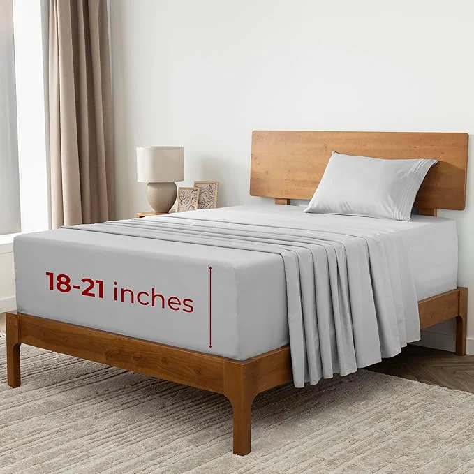 Fast Mellanni Extra Deep Twin XL Sheets – 3 PC Iconic Collection Bedding – Hotel Luxury Ultra Soft Cooling Bed Sheets – Wrinkle Fade Stain Resistant Twin Extra Long Light Gray Clean