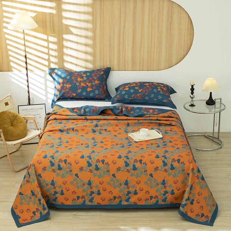 Detailed Ownkoti Gourd Pattern Cotton Yarn-dyed Quilt Lightweight