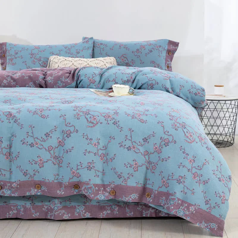 Environmentally Friendly Ownkoti Wintersweet Cotton Gauze Jacquard Bedding Set 4pcs Clean