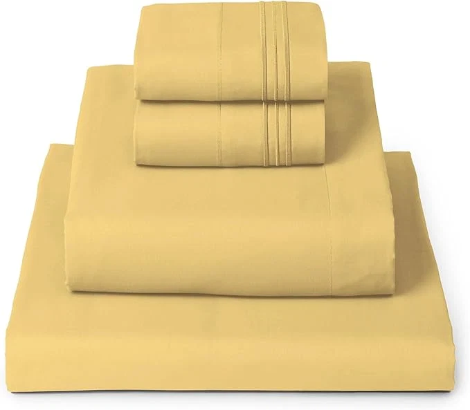 Exclusive Mellanni Queen Sheets Set – 4 PC Iconic Collection Bedding – Hotel Luxury Extra Soft Cooling Bed Sheets – Wrinkle Fade Stain Resistant Queen Yellow Easy-to-Use