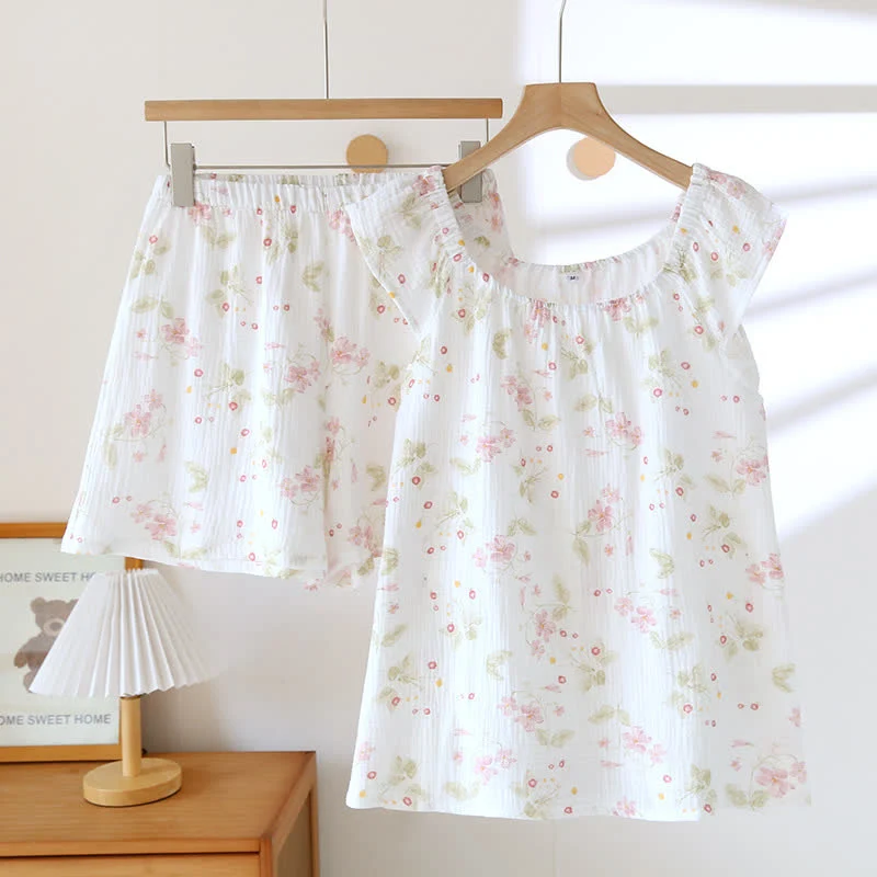 Innovative Ownkoti Cherry Blossom Flutter Sleeve Loungewear Set Contemporary