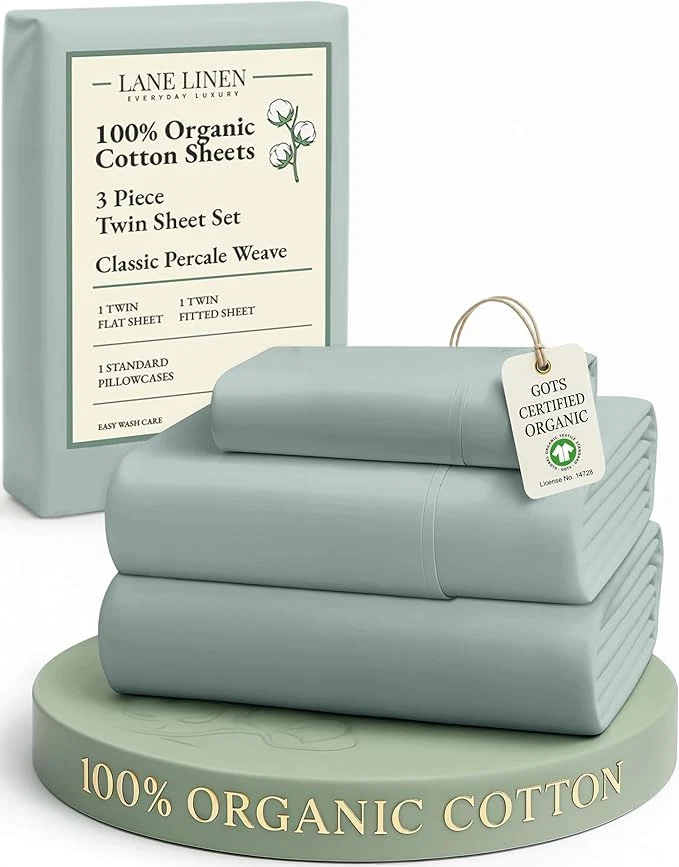 Professional LANE LINEN Organic Cotton Twin Bed Sheet Set Mercerized Fully Elasticized Eco Friendly Sustainably Produced Bedding Sheets amp Pillowcase Set 15 quot Deep Pocket Twin Sheets – French Blue Smart