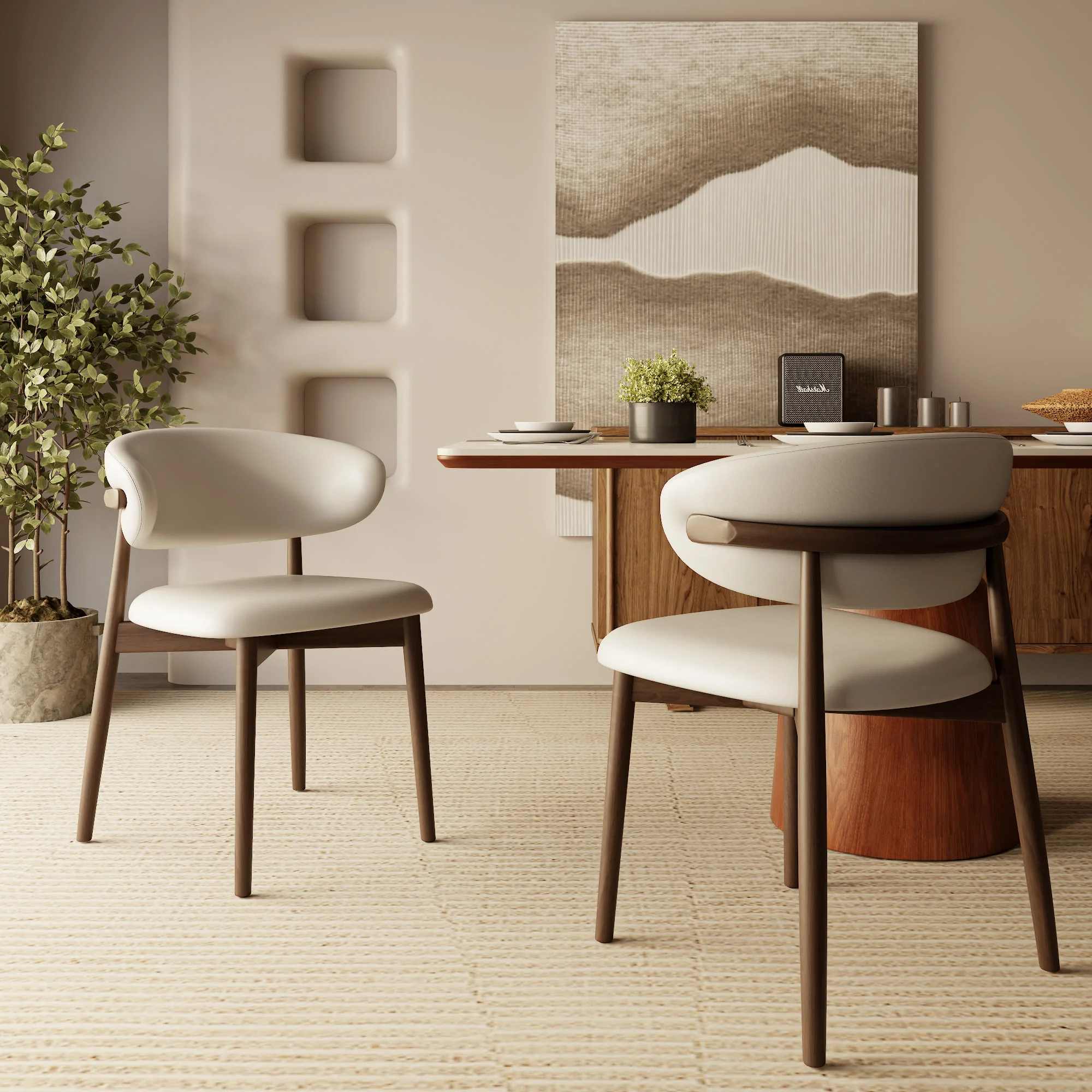Sustainable Ownkoti 2x 4x 6x Curved Backrest Solid Wood Dining Chairs Prestigious
