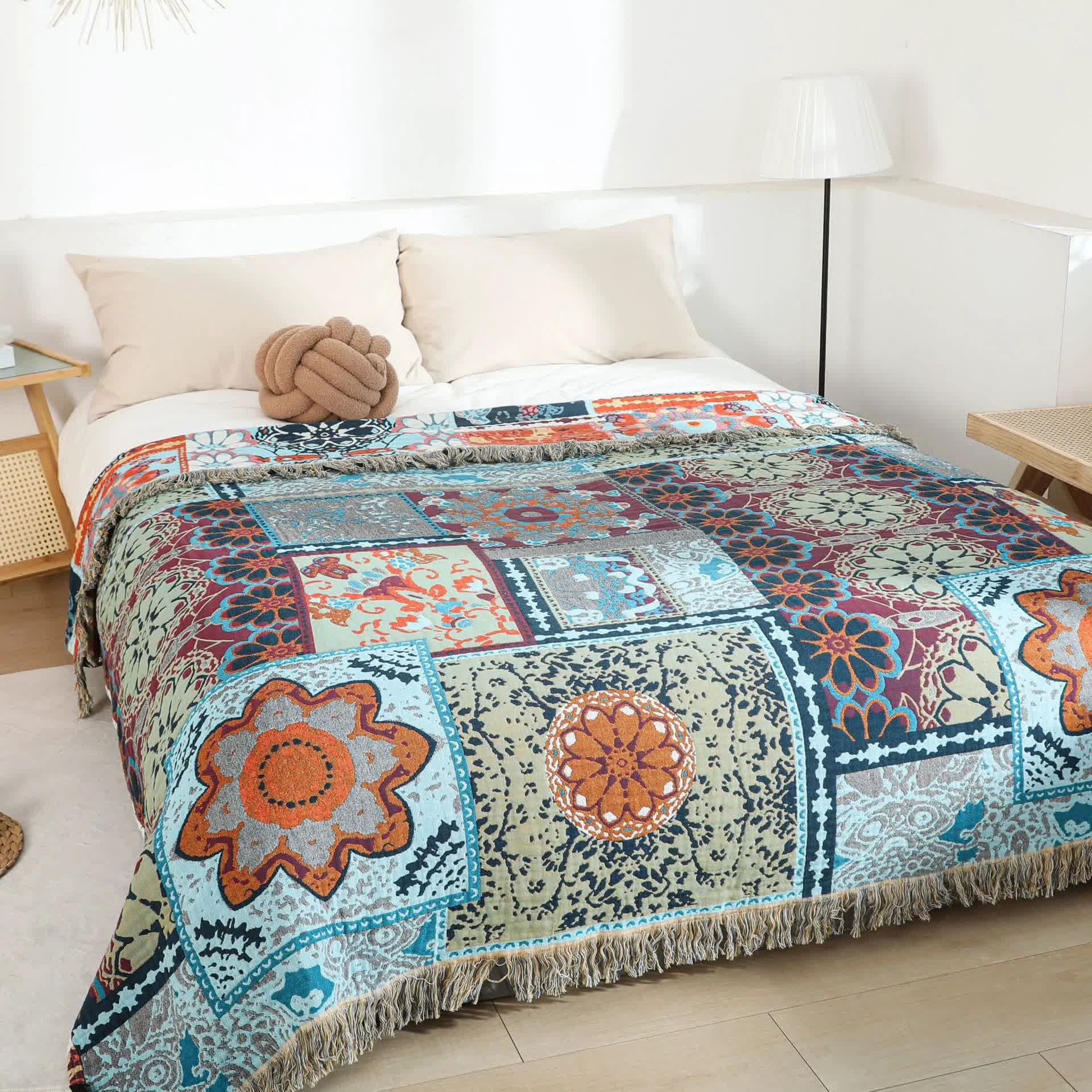 Healthy Ownkoti Boho Patchwork Mandala Cotton Reversible Quilt Reliable