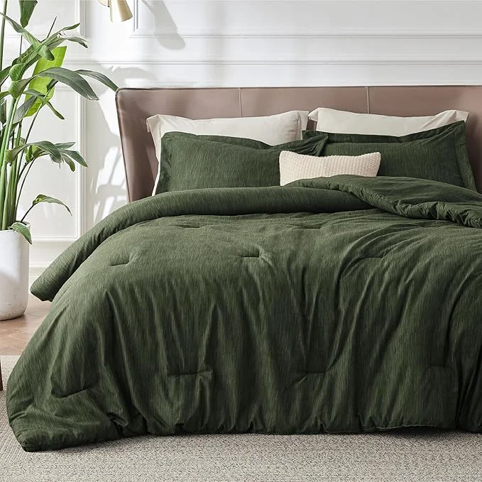 First-Class Bedsure Oversized King Comforter Set – Dark Green Soft Bedding for All Seasons Cationic Dyed Bed Set 3 Pieces 1 Oversized King Size Comforter 120 quot x98 quot and 2 Pillow Shams 20 quot x36 quot 2 quot Fine Crafted