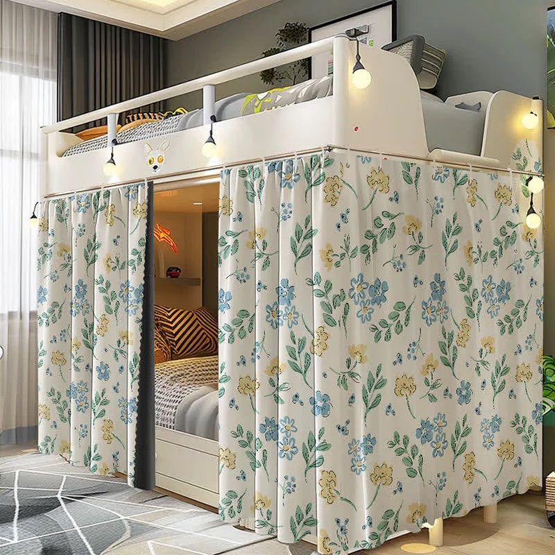 Advanced Ownkoti Floral Leaf Dorm Bed Blackout Curtain Consistent