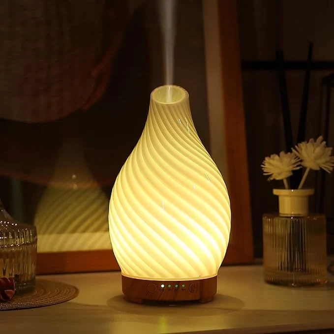 Excellent INRORANS Art Glass Essential Oil Diffuser – 160ml Ultrasonic Cool Mist Scent Smooth