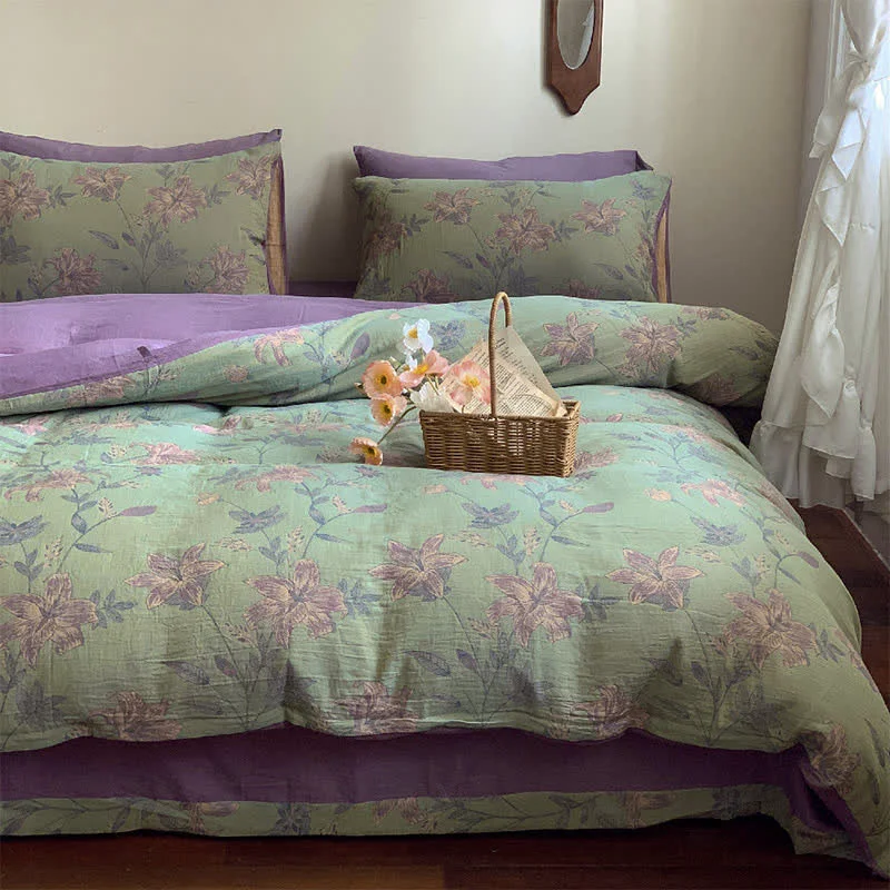 Premium Ownkoti Lily Cotton Double Jacquard Bedding Set 4PCS Clean