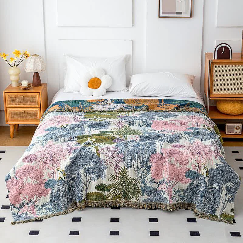 World-Class Ownkoti Woodland Cotton Gauze Tassel Quilt Functional