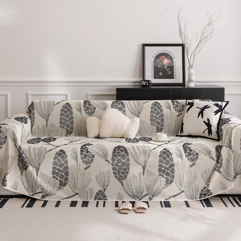 Breathable Ownkoti Pine Cone Ice Silk Sofa Protector High-End