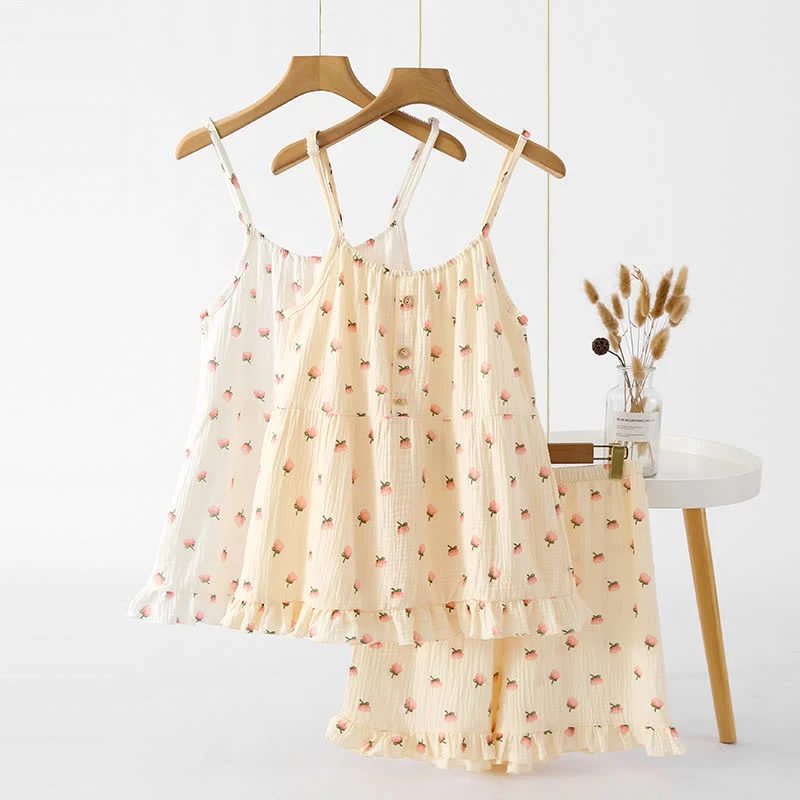 Professional Ownkoti Kapok Flower Cotton Gauze Ruffle Pajamas Certified