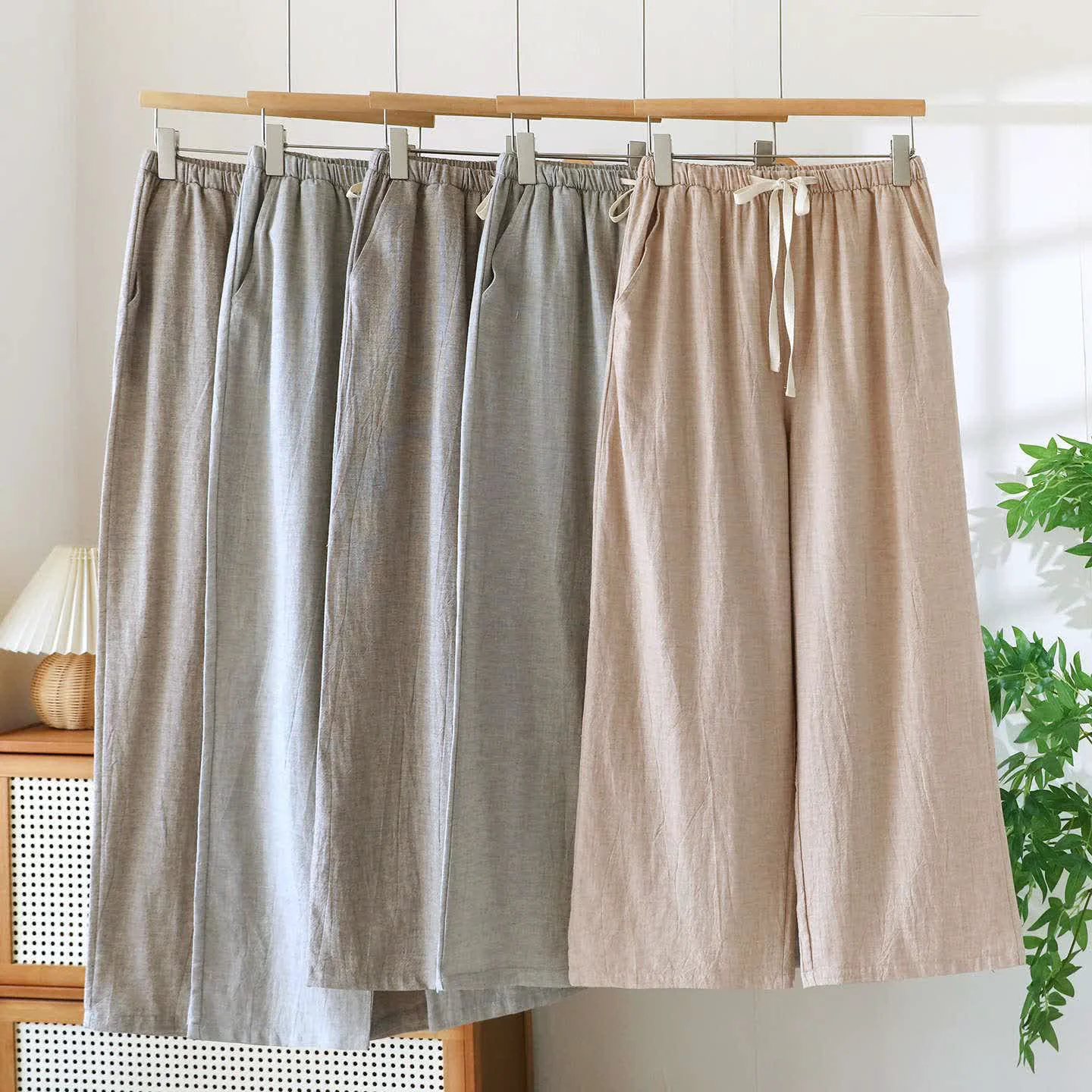 Secure Ownkoti Couple Matching Cotton Linen Lounge Pants High-Performance