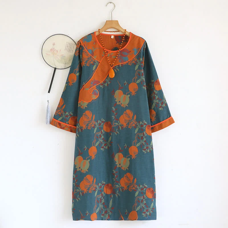 Ownkoti Pomegranate Pure Cotton Gauze Loose Nightdress Top-Quality