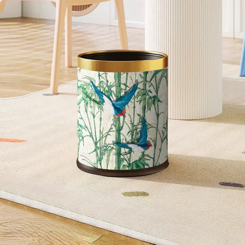 Responsible Ownkoti Rural Bamboo Bird Stainless Steel Trash Can Secure