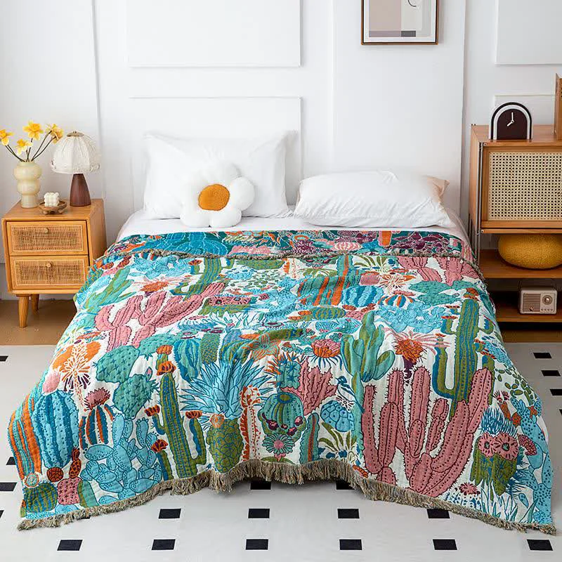 Comfortable Ownkoti Cactus Organic Cotton Gauze Quilt First-Class