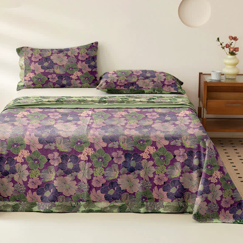 Optimized Ownkoti Peach Blossom Cotton Gauze Jacquard Bedspread Casual