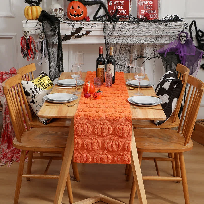 Environmentally Friendly Ownkoti Halloween Pumpkin Quilted 3D Table Runner Premium