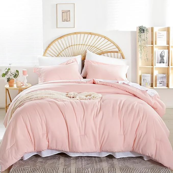 Artisan weigelia Twin Comforter Set 5 Pieces Pink Comforter Set Soft Blush Pink Bed Set Twin Bedding Set for Girls with Comforters Flat amp Fitted Sheets Pillowcases amp Shams High-Performance