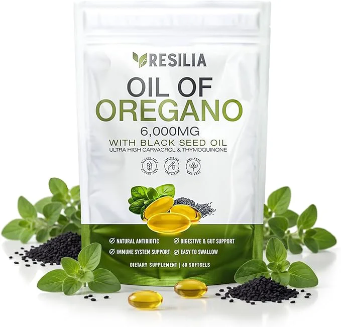 Sustainable Resilia Softgels with Black Seed Oil 6000mg – Organic Oregano Oil Capsules High-Performance