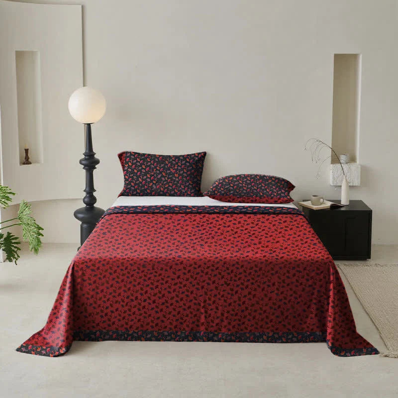 Relaxed Ownkoti Ginkgo Biloba Natural Cotton Gauze Bedspread Detailed