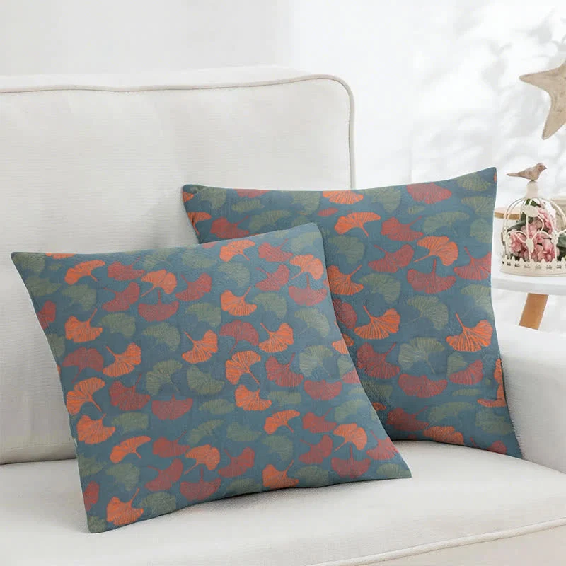 Effective Ownkoti Ginkgo Cotton Gauze Jacquard Square Pillowcases 2PCS Selected