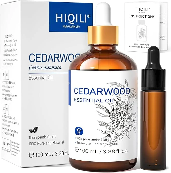 Refined HIQILI Cedarwood Essential Oil Natural Therapeutic Grade Premium Glass Expertly Made