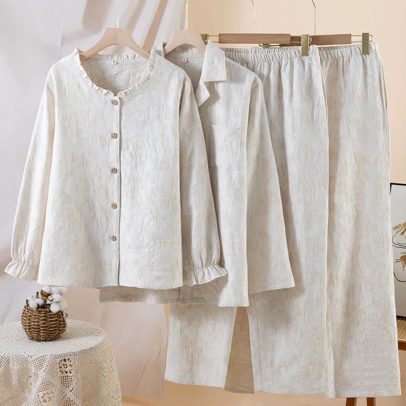 Quality Ownkoti Matching Minimalist Cotton Linen Loungewear Set Reusable