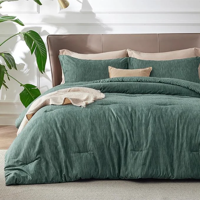Crafted Bedsure Twin Twin XL Comforter Set – Emerald Green Soft Bedding for All Seasons Cationic Dyed Bed Set 2 Pieces 1 Twin Size Comforter 68 quot x88 quot and 1 Pillow Sham 20 quot x26 quot 2 quot Innovative