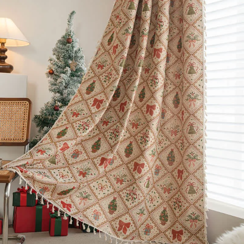 Soft Ownkoti Christmas Tree amp Bow Print Holiday Curtain First-Class