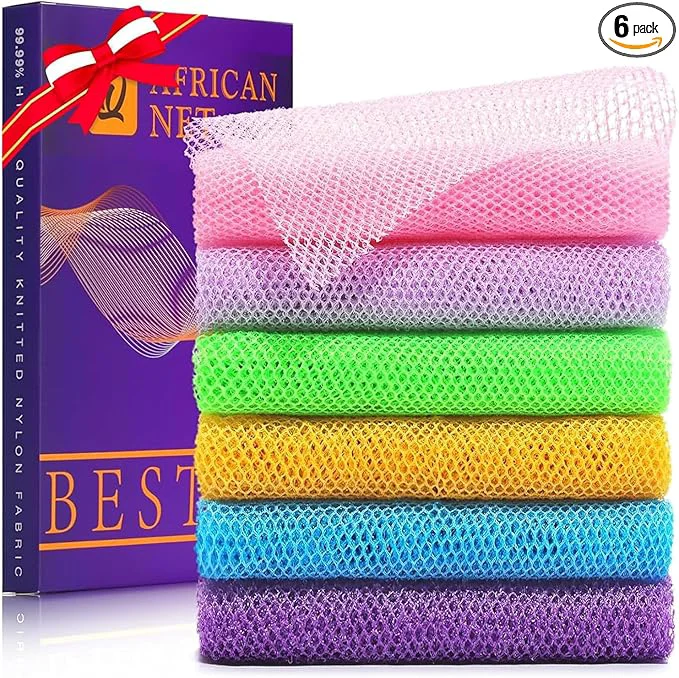 Easy-to-Use UJFQBH 6 Pieces African Bath Sponge African Net Long Net Bath Sponge Verified