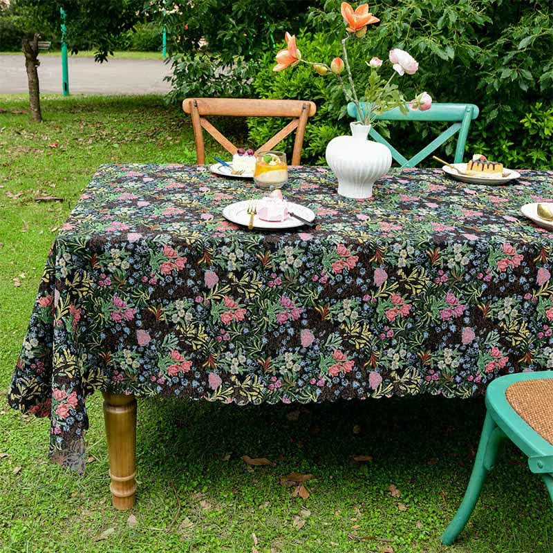 Professional Ownkoti Retro Floral Branch Scalloped Edge Tablecloth Fast