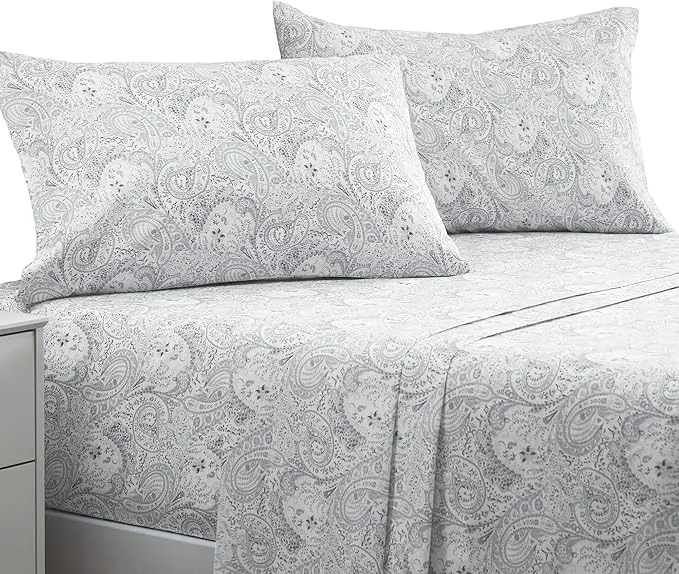 Specialty Mellanni Full Sheets Set – 4 PC Iconic Collection Bedding – Hotel Luxury Extra Soft Cooling Bed Sheets – Wrinkle Fade Stain Resistant Full Paisley Gray Stylish