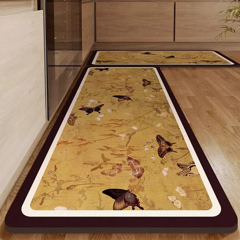 Casual Ownkoti Pastoral Butterfly Diatom Mud Water-absorbent Rug Organic