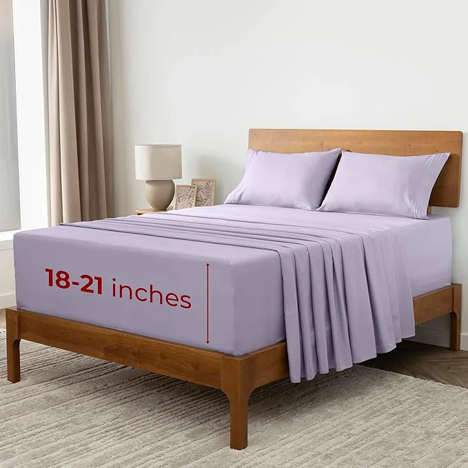 Easy-to-Use Mellanni Extra Deep Queen Sheets – 4 PC Iconic Collection Bedding – Hotel Luxury Ultra Soft Cooling Bed Sheets – Wrinkle Fade Stain Resistant Queen Lavender Sophisticated