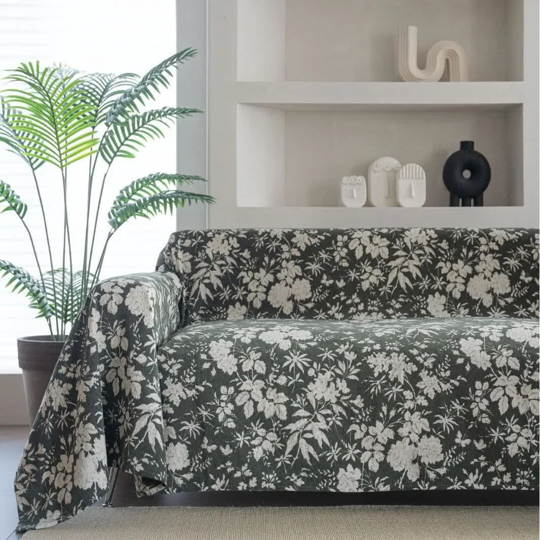 Official Ownkoti Poppy Floral Leaf Sofa Throw Blanket Reliable