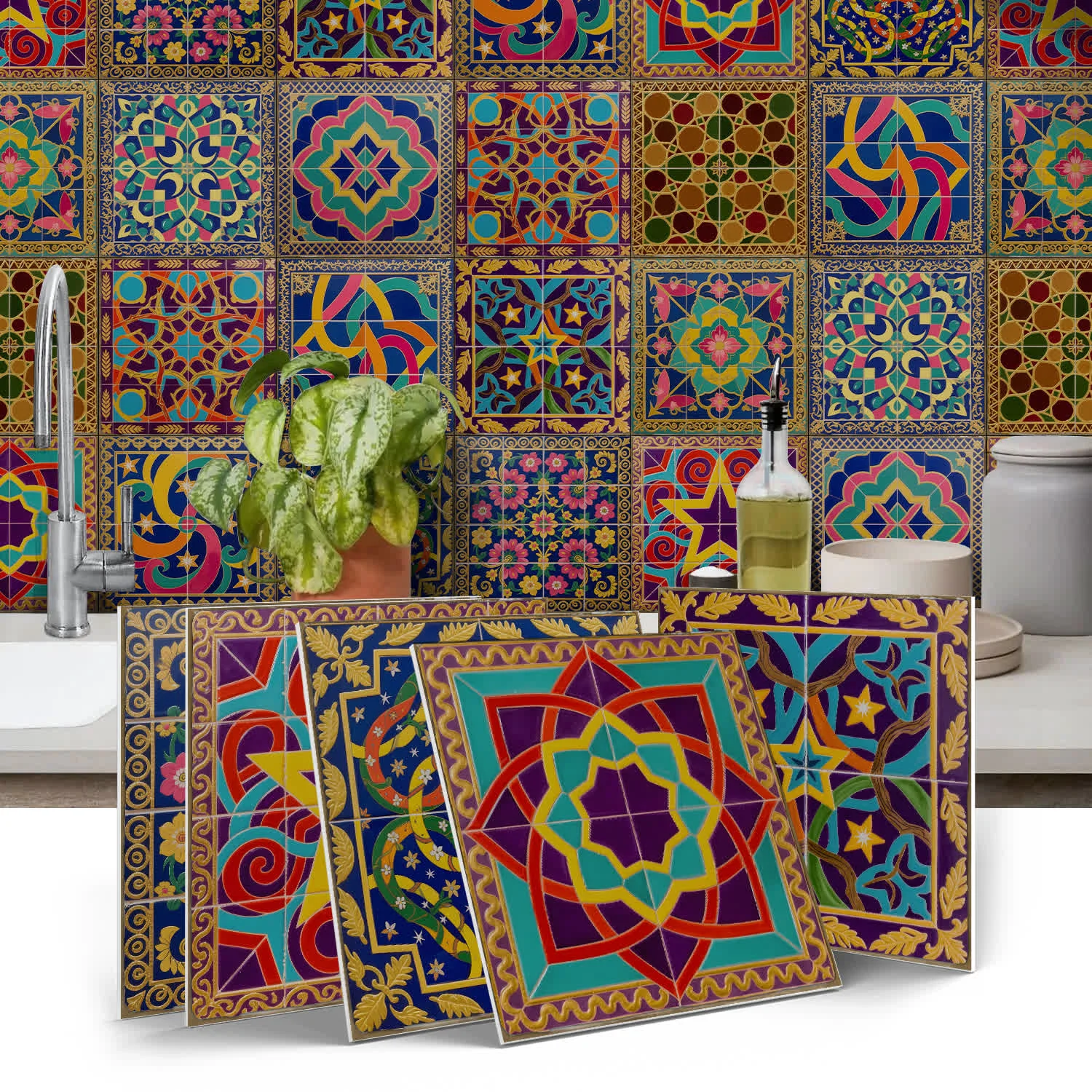 Premium Ownkoti Peel amp Stick Boho Waterproof Tile Wall Decals Trendy