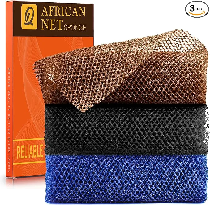 Outstanding 3 Pieces African Bath Sponge African Net Long Net Bath Sponge Exfoliating Comfortable
