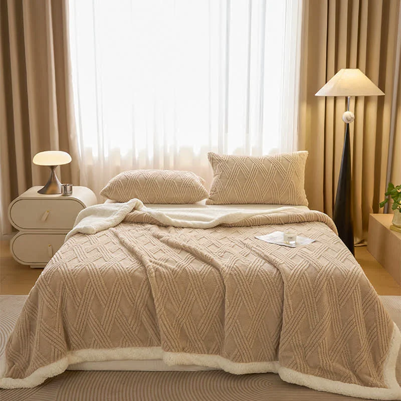 Professional Ownkoti Striped Diamond Textured Warm Throw Blanket Authentic