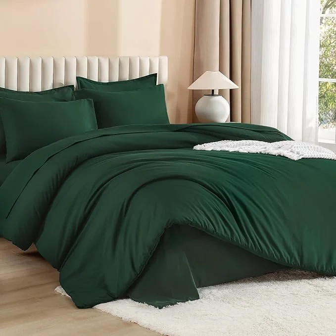 Versatile Litanika Oversized King Comforter Sets Emerald Green – 7 Pieces Bed in a Bag Oversized King Bedding Comforter Sets Solid Lightweight Bed Set with Comforter Sheets Pillowcases amp Shams Luxury