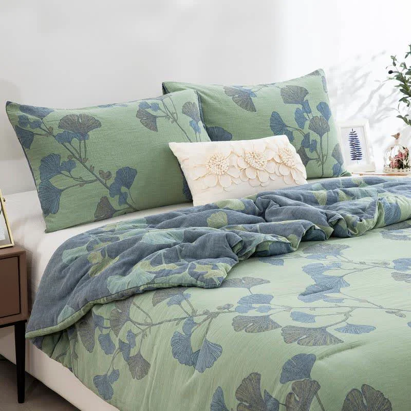 Pure Ownkoti Ginkgo Leaf Cotton Gauze Pillowcases 2PCS Refined